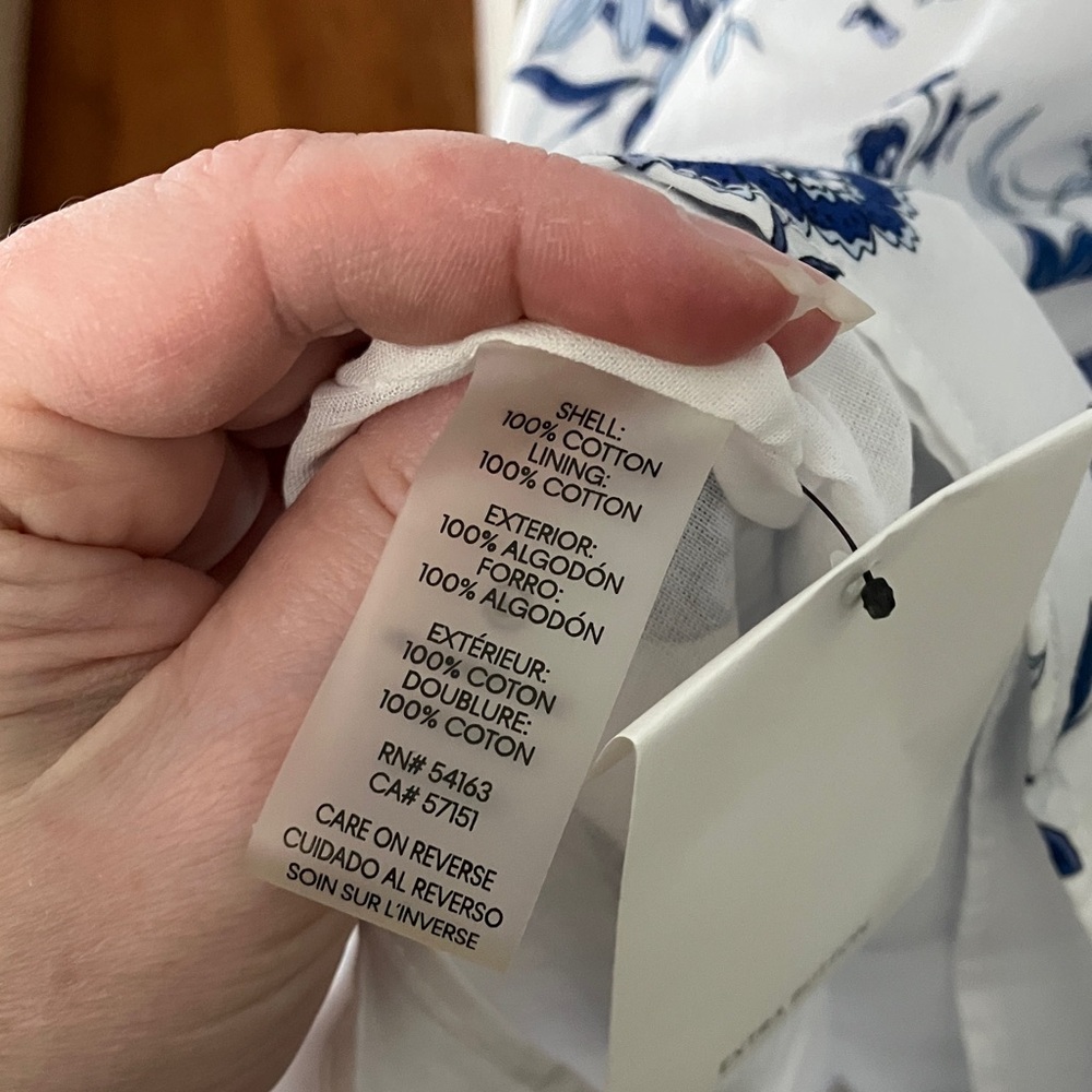 Calvin Klein White Midi Shirt Dress with Blue Floral Print - Picture 8 of 8